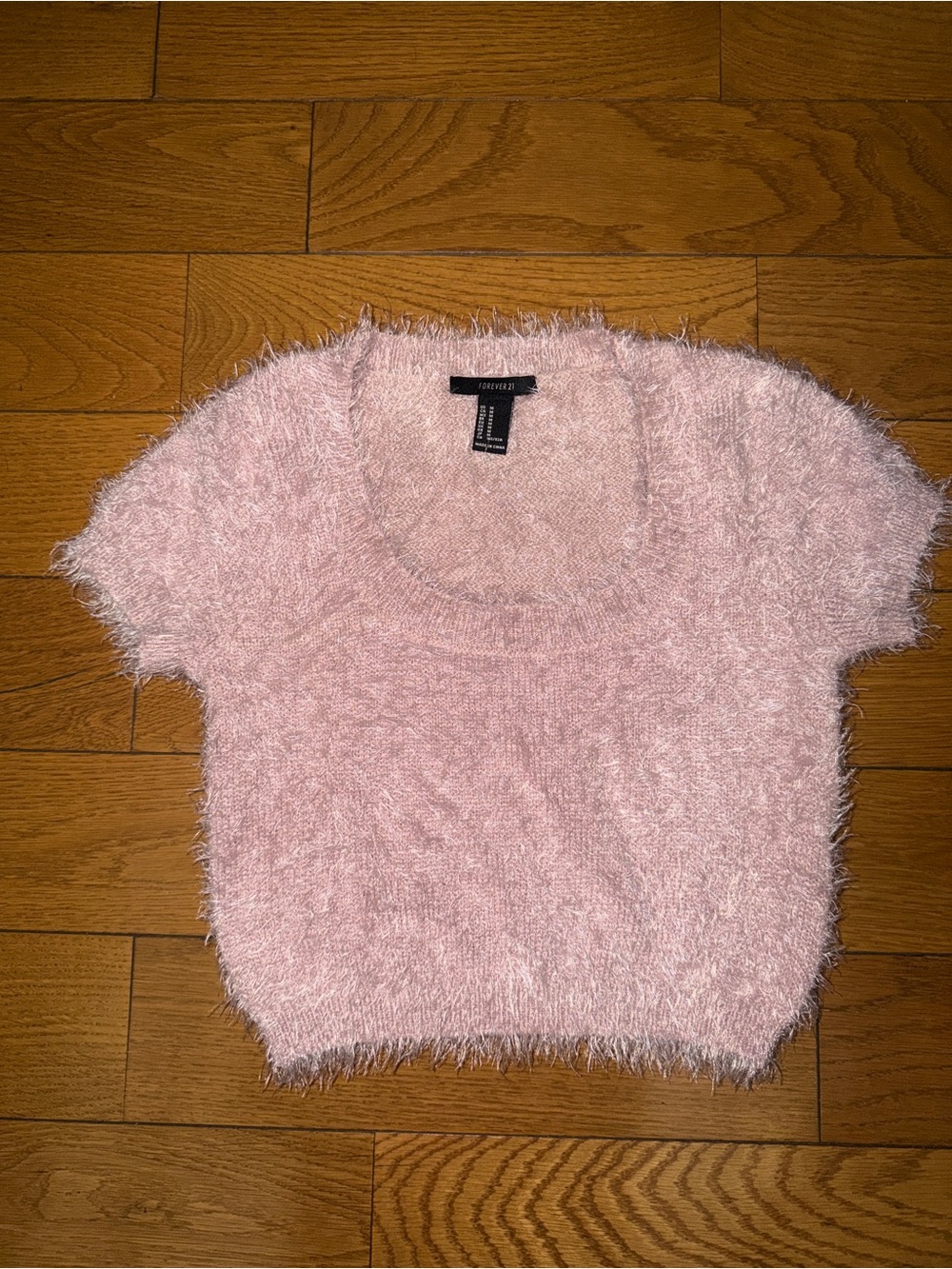 Eyelash Fuzzy Crop Top - Light Pink